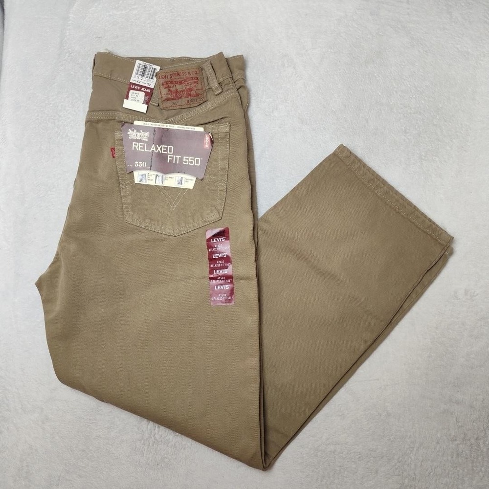Vintage Levis 550 Jeans Mens 42x32 Beige Y2K Relaxed Fit Baggy 5-Pocket Cotton